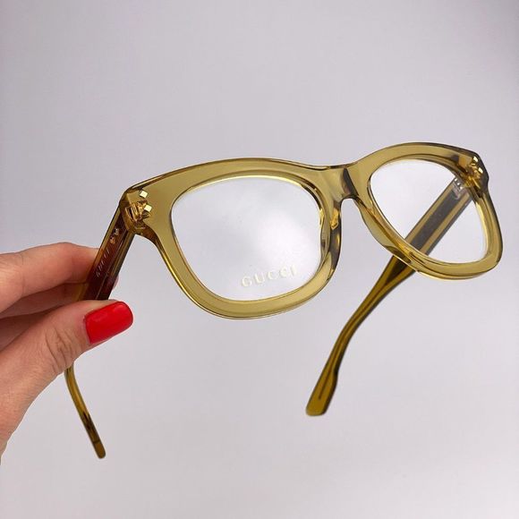 GUCCI GG1086O 006 Eyeglasses Transparent Yellow Square Women - Picture 8 of 9